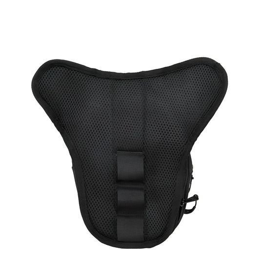 Black expandable messenger bag with reflective logo showing 14.5*10*26.5cm dimensions and multiple carrying options