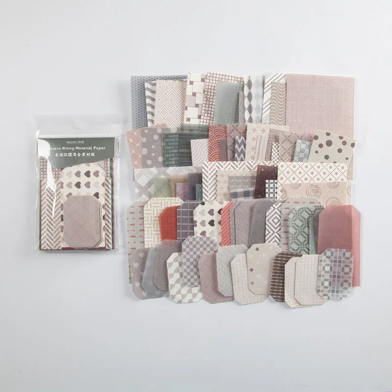Pack of 60 DIY collage decoration sticker sheets in four different styles for account book and journal customisation.