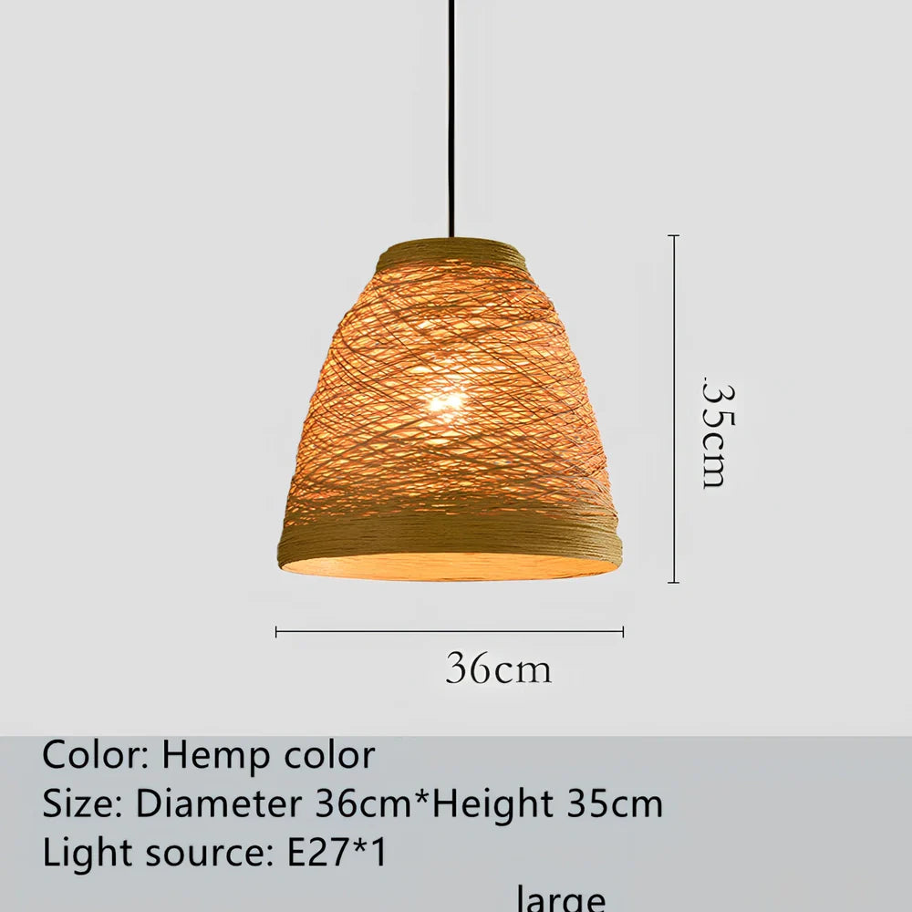 Rattan woven ball hanging lamp with adjustable 1.2m height and natural materials