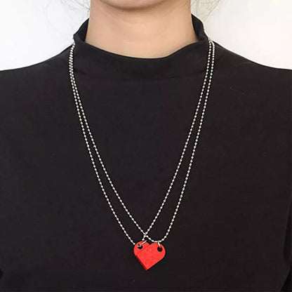 Valentine's Day heart stitching acrylic couple necklace with adjustable chain