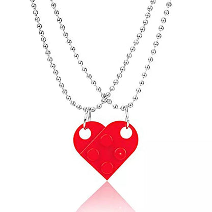 Valentine's Day heart stitching acrylic couple necklace with adjustable chain
