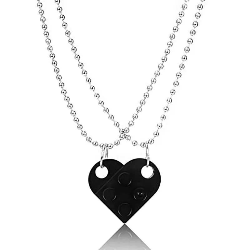 Valentine's Day heart stitching acrylic couple necklace with adjustable chain