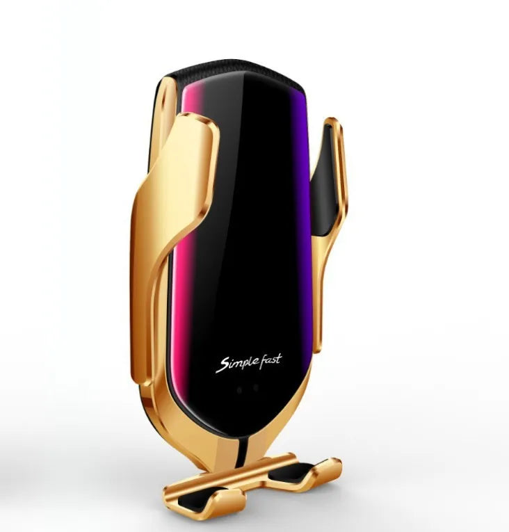 Magic Clip R1 automatic car mobile phone holder with wireless charging in gold or silver finish