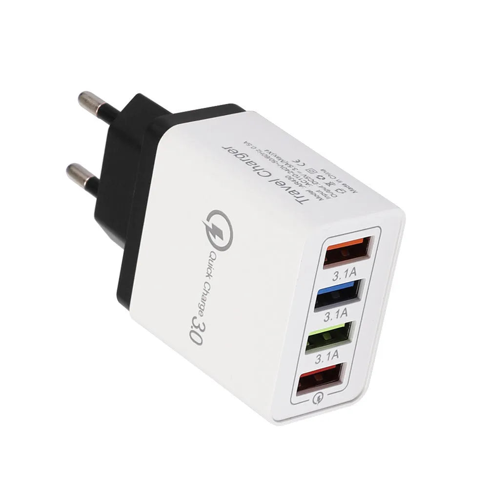 Simple Luminous 4USB mobile phone charger showing four USB ports and luminous indicators
