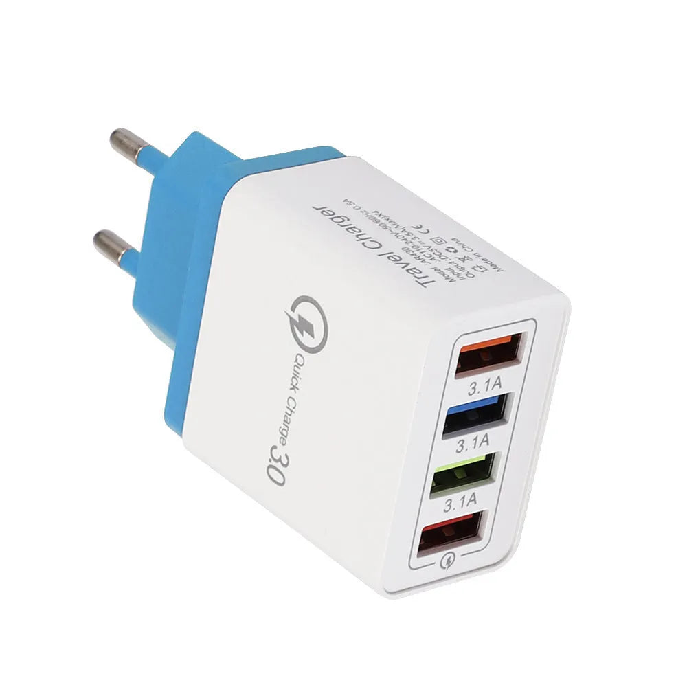 Simple Luminous 4USB mobile phone charger showing four USB ports and luminous indicators