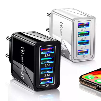 Simple Luminous 4USB mobile phone charger showing four USB ports and luminous indicators