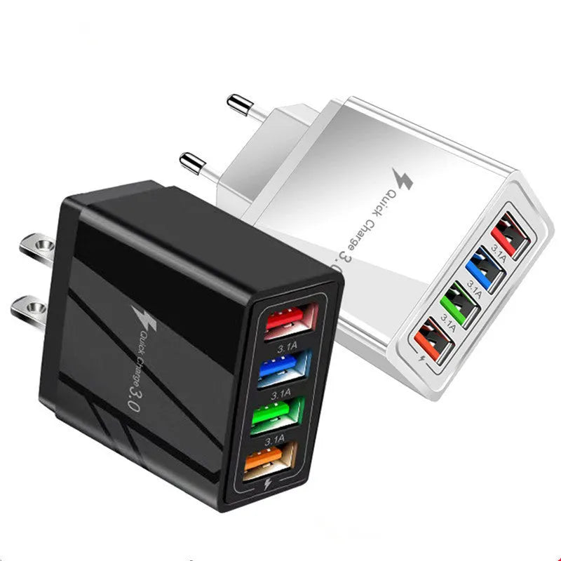 Simple Luminous 4USB mobile phone charger showing four USB ports and luminous indicators