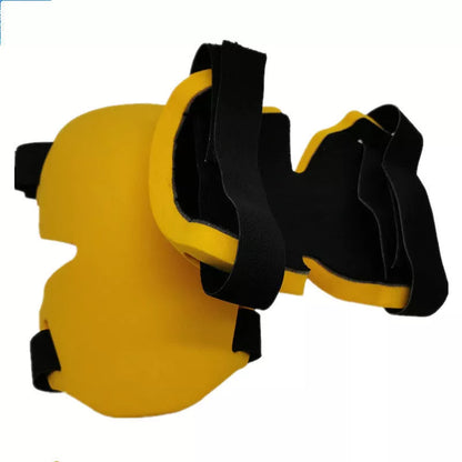 Black and yellow sports knee pads for outdoor and construction use