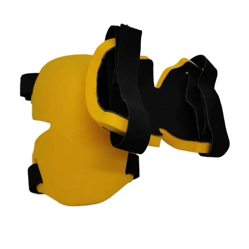 Black and yellow sports knee pads for outdoor and construction use