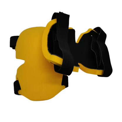 Black and yellow sports knee pads for outdoor and construction use