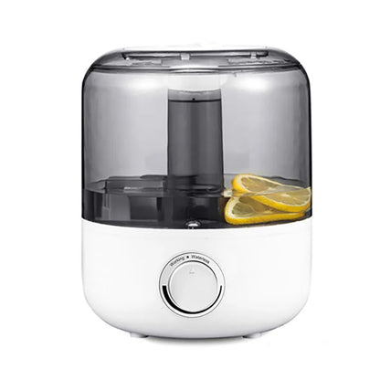 White or black ultrasonic humidifier with 3-litre capacity and compact 183x233mm dimensions for bedroom use