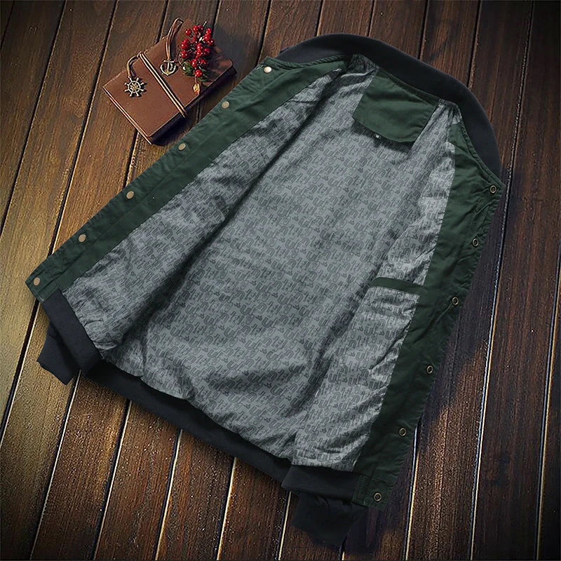 Men's Korean Style Single-Breasted Casual Jacket in green and blue