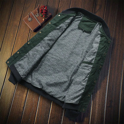 Men's Korean Style Single-Breasted Casual Jacket in green and blue