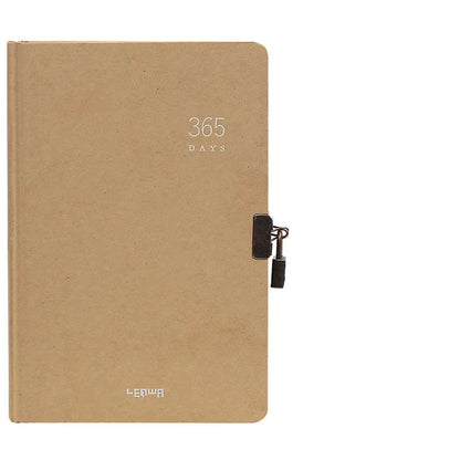 Hardcover A5 locked diary with wireless binding in beige camel colour with included lock