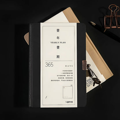 Hardcover A5 locked diary with wireless binding in beige camel colour with included lock