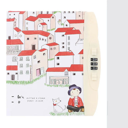 Children's lock diary notebook with combination lock showing colourful cartoon cover designs