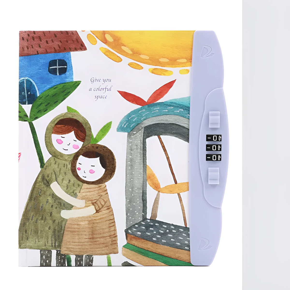 Children's lock diary notebook with combination lock showing colourful cartoon cover designs