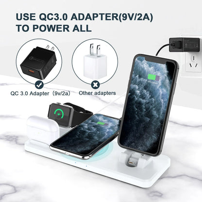 15W Wireless Charger with multifunctional six-in-one bracket in hollow black and hollow white
