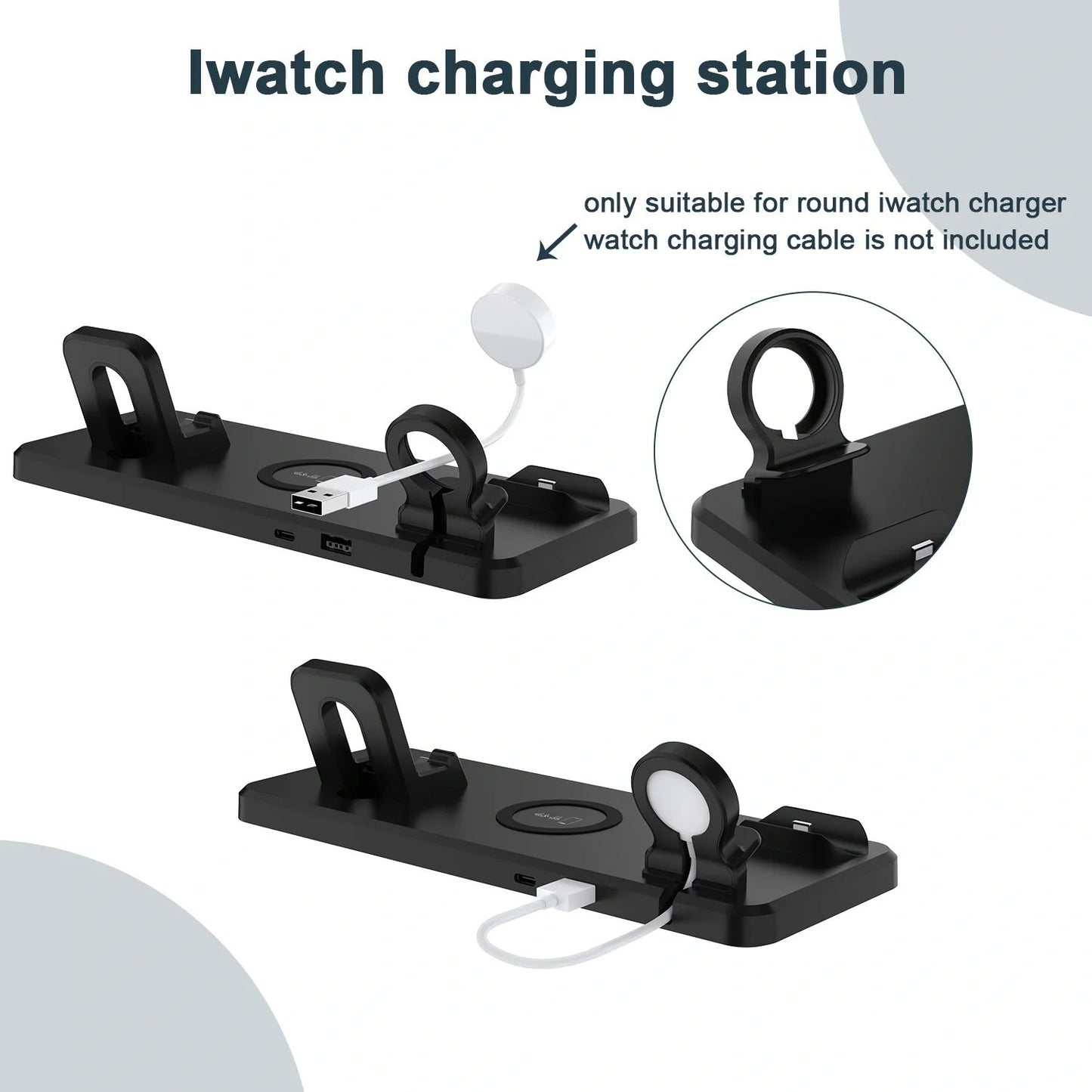15W Wireless Charger with multifunctional six-in-one bracket in hollow black and hollow white