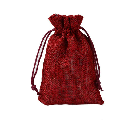 Mini drawstring linen jewelry bag with rope closure in various colors