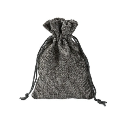 Mini drawstring linen jewelry bag with rope closure in various colors