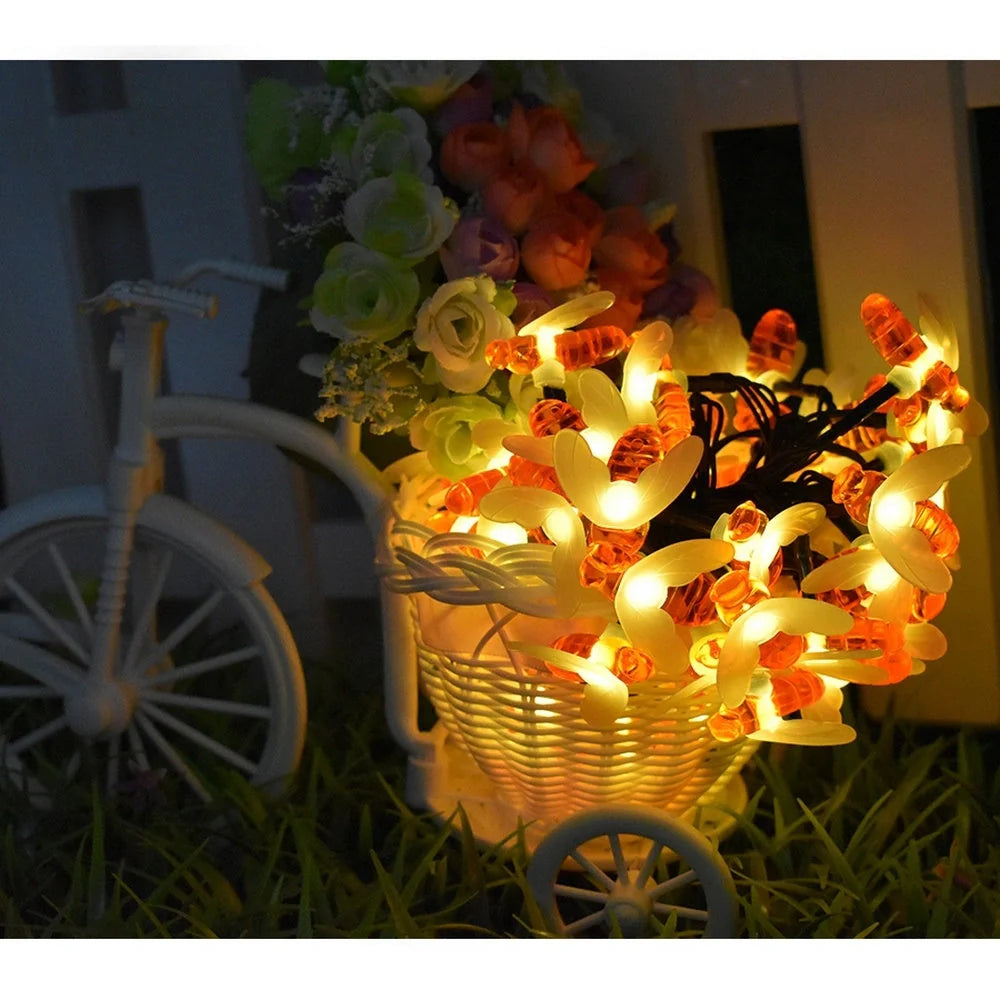 Solar-powered LED string lights for outdoor holiday decoration, waterproof and energy-efficient