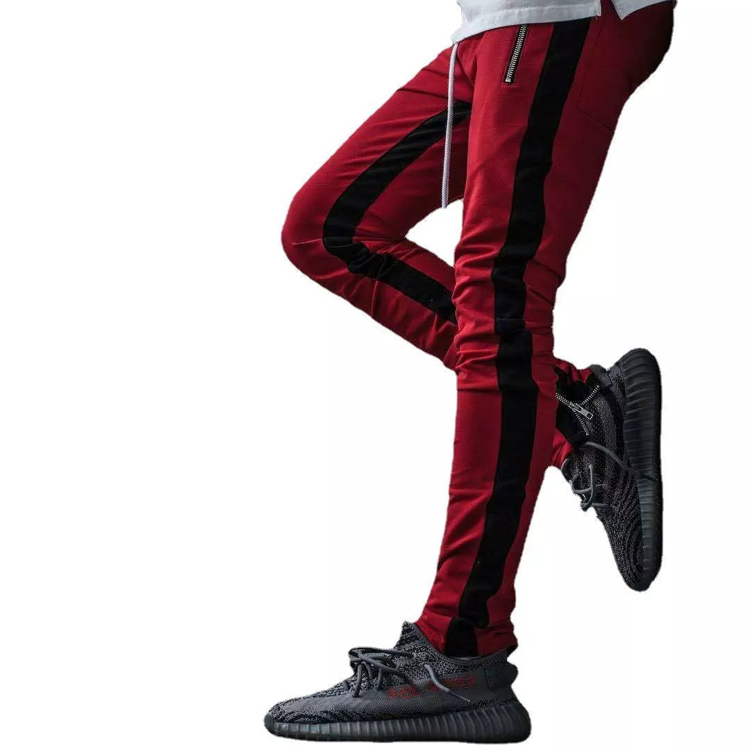 Men's cotton straight-leg pants with hit color design in various colors and sizes
