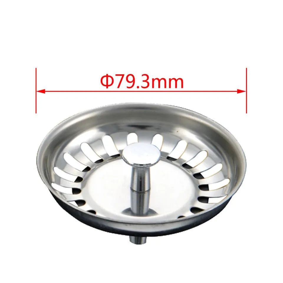 Silver stainless steel kitchen sink drainer sealing water umbrella, 79.3mm size, for leak prevention