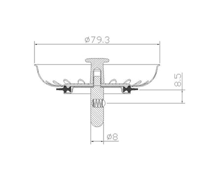 79.3mm stainless steel kitchen sink drainer sealing water umbrella on kitchen counter