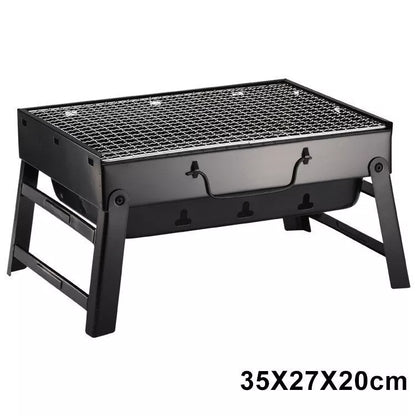 Portable folding charcoal barbecue grill with 35x27 cm cooking area