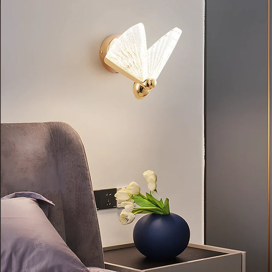 Butterfly design wall lamp with acrylic shade in 17cm or 23cm diameter for modern home lighting