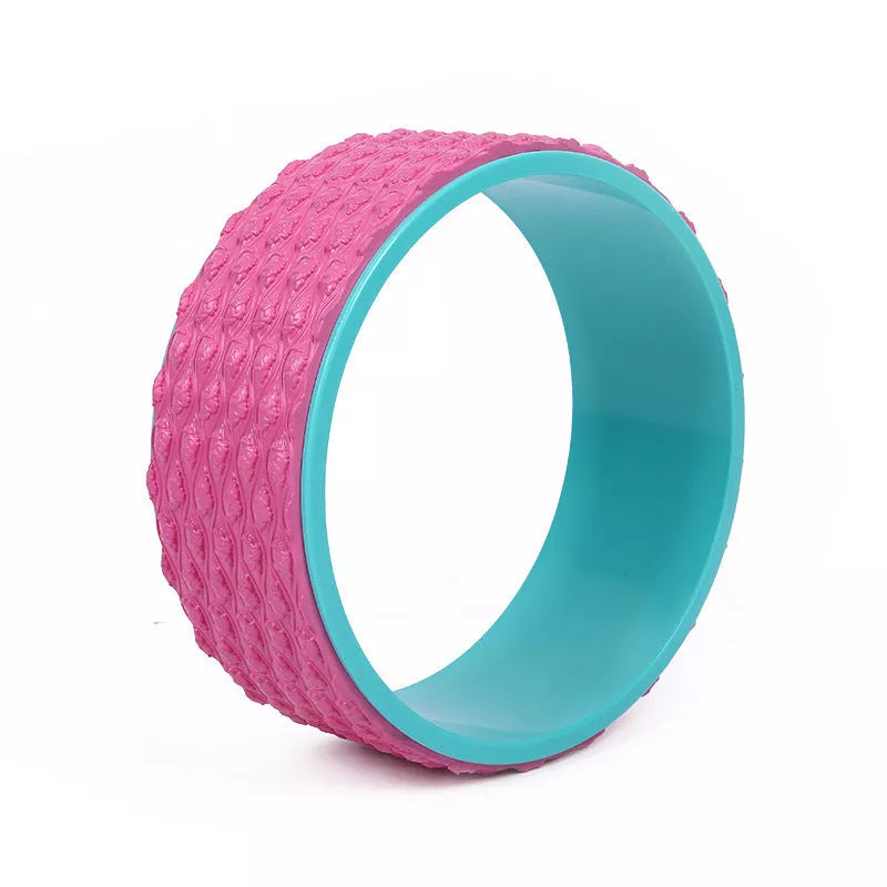 PP Massage Point Yoga Wheel in black, pink, and purple for muscle relaxation and Pilates