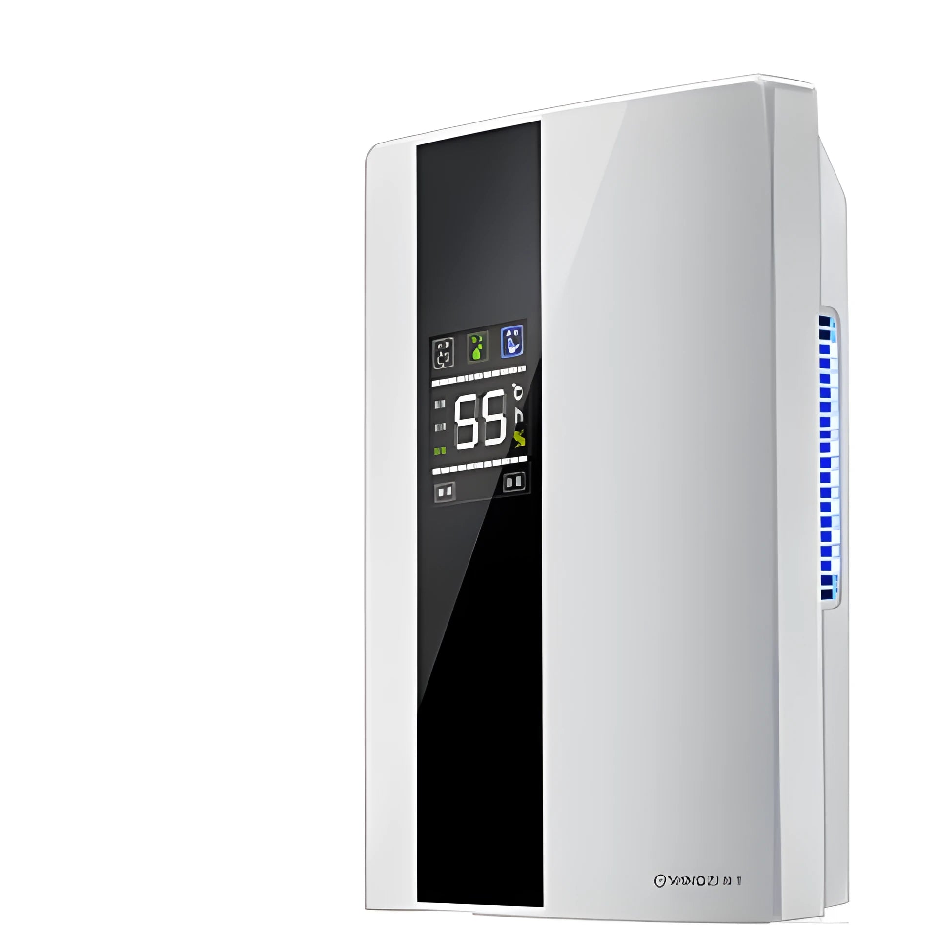 White household dehumidifier with 2.2L water tank and electronic control panel