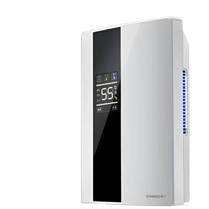 White household dehumidifier with 2.2L water tank and electronic control panel
