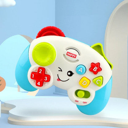 Interactive learning game controller with joystick, buttons, and educational features for young children