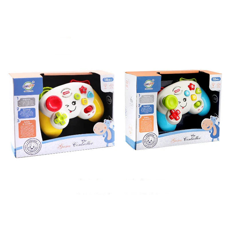 Interactive learning game controller with joystick, buttons, and educational features for young children