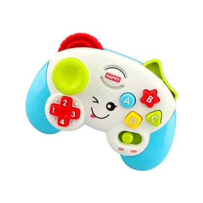Interactive learning game controller with joystick, buttons, and educational features for young children