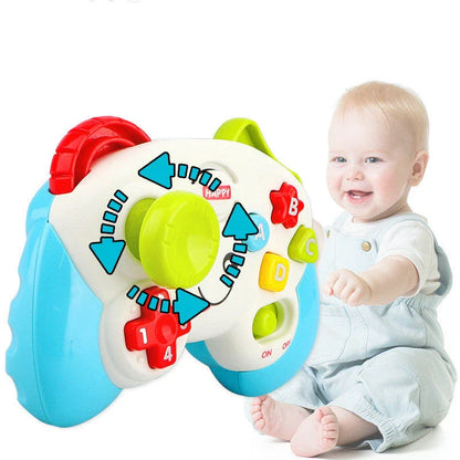 Interactive learning game controller with joystick, buttons, and educational features for young children