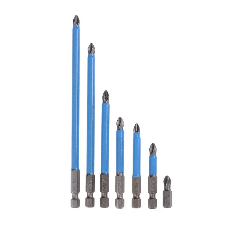 7-Piece PH2 Anti-Slip Magnetic Cross Electric Drill Bits Set in silver