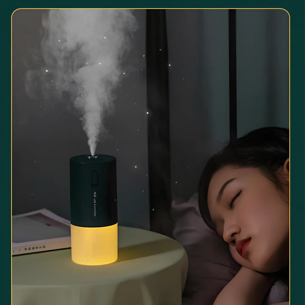 Blue columnar USB desktop humidifier with 1-litre tank and quiet 36dB operation