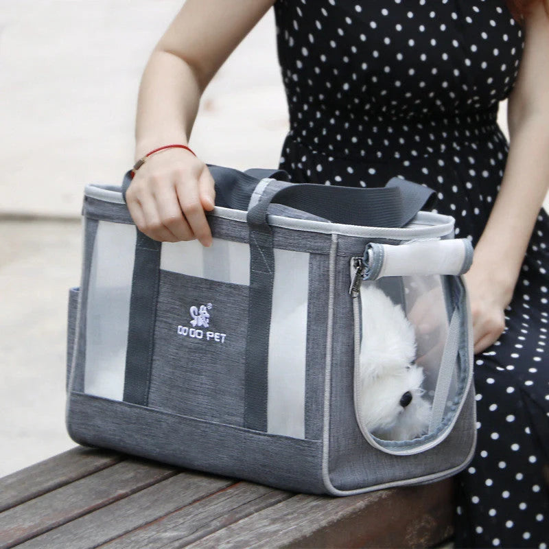 Portable pet carrier backpack for dogs and cats with breathable mesh and durable Oxford cloth