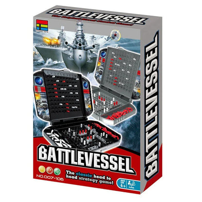 Children's tabletop battle toy with ships and grid board for two-player strategy game