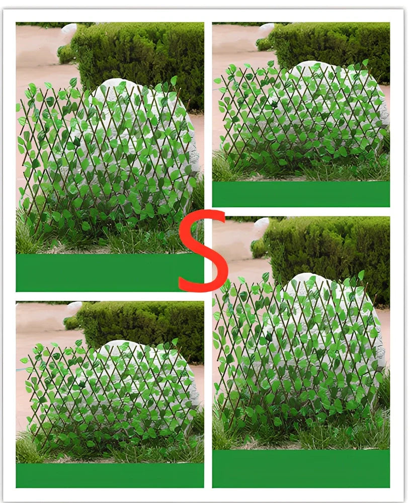 Plastic simulation wooden fence panel showing realistic wood grain texture in outdoor setting