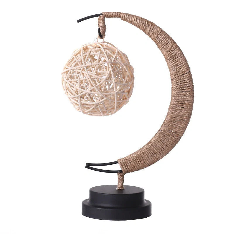 LED Moon Star Shape Copper Wire Lamp with glass pendants and USB/battery power options