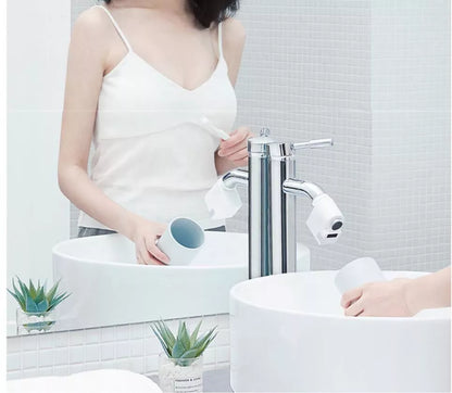 Infrared induction water saving device for faucets with USB charging
