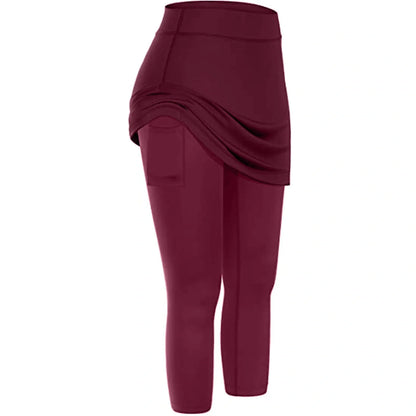 Women's tennis skirted leggings with pockets in various colors