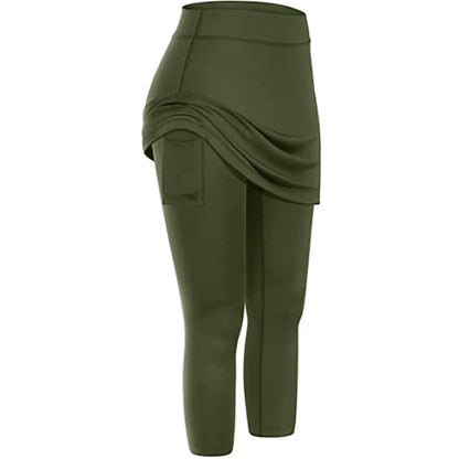 Women's tennis skirted leggings with pockets in various colors