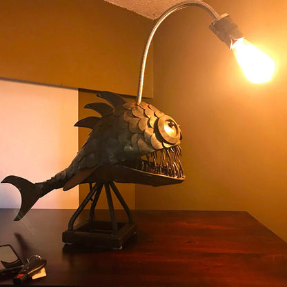 Anglerfish Lamp Floor-standing Retro Art Table Lamp with flexible head and rustic finish