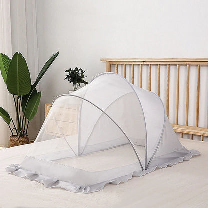 Baby Bottomless Foldable Mosquito Net in elegant grey, easy to store and effective against mosquitoes