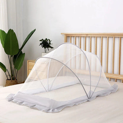 Baby Bottomless Foldable Mosquito Net in elegant grey, easy to store and effective against mosquitoes